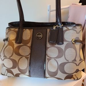 Coach Brown Logo Canvas Purse